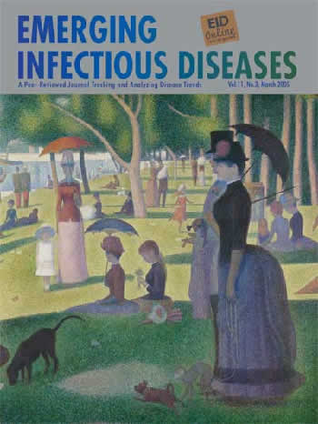 Cover of Emerging Infectious Diseases, featuring study using the protocol.