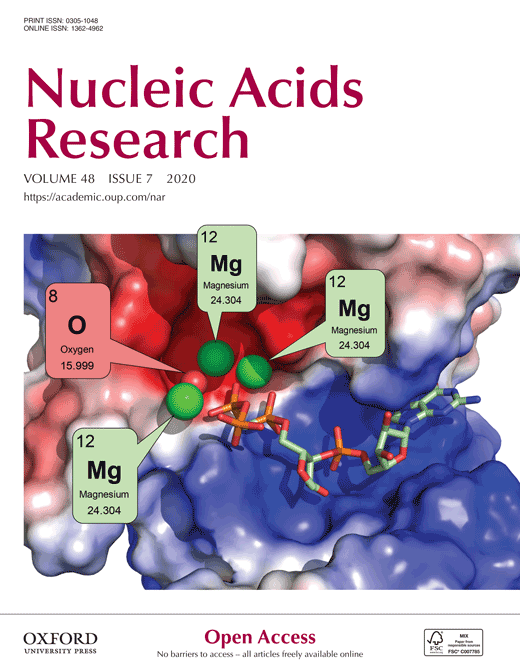 Cover of Nucleic Acids Research, featuring study using the protocol.